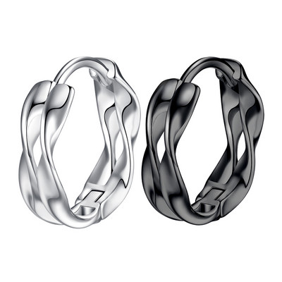 Vīriešu auskari sudraba un melnā krāsā ar apaļu formu