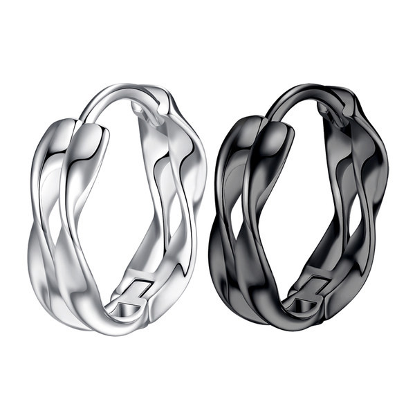 Muške naušnice u srebrnoj i crnoj boji okruglog oblika