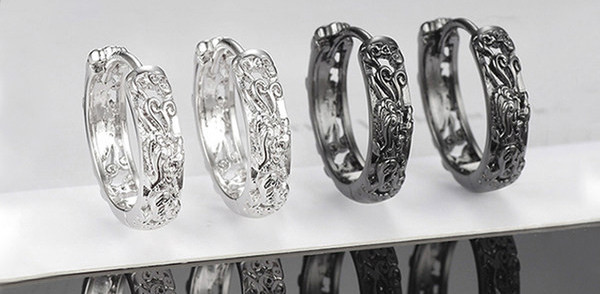 Vīriešu auskaru gredzeni ar 3D elementiem