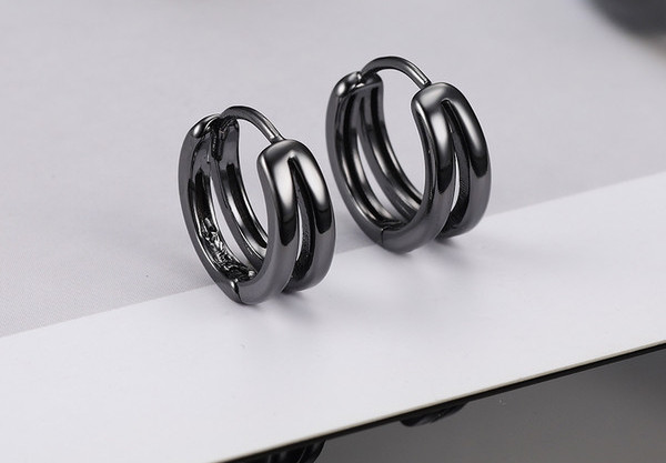 Ανδρικά σκουλαρίκια σε ασημί και μαύρο χρώμα στυλ hip-hop