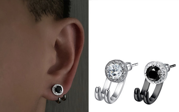 Jauna modeļa vīriešu auskari ar dekoratīviem akmeņiem