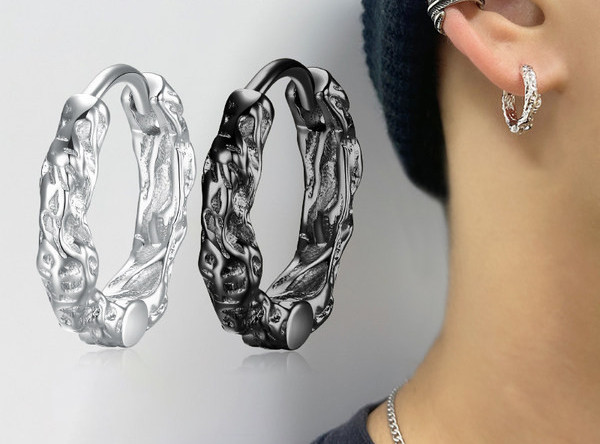 Jauns vīriešu auskaru modelis sudraba un melnā krāsā