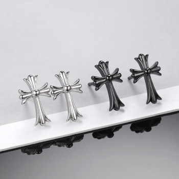 Ανδρικά σκουλαρίκια σε σχήμα σταυρού διχρωμία