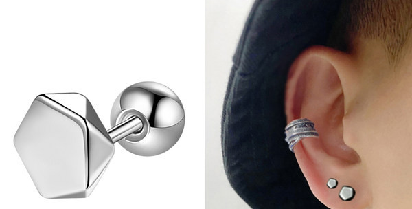 Ανδρικά σκουλαρίκια σε βίδα διχρωμία