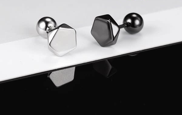 Ανδρικά σκουλαρίκια σε βίδα διχρωμία