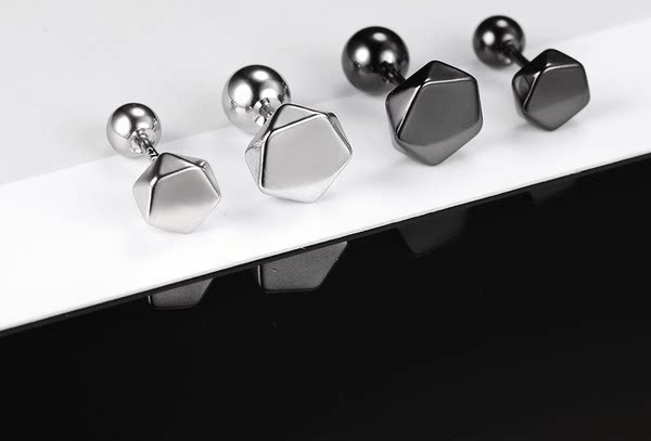 Ανδρικά σκουλαρίκια σε βίδα διχρωμία