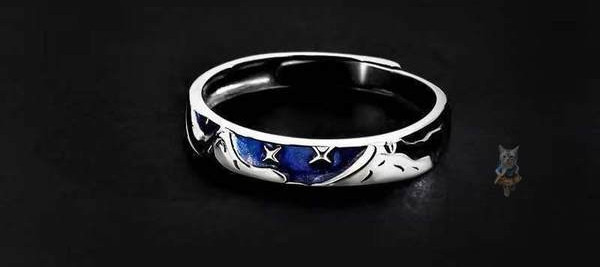 Vīriešu gredzens sudraba krāsā - ar zilu zvaigzni
