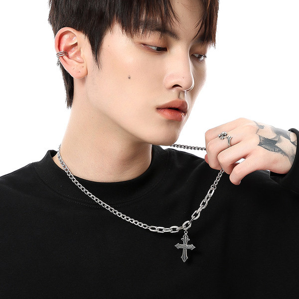 Vyriškas reguliuojamas titano plieno skersinis žiedas