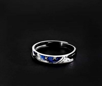 Ασημένιο ανδρικό δαχτυλίδι με μπλε πέτρα