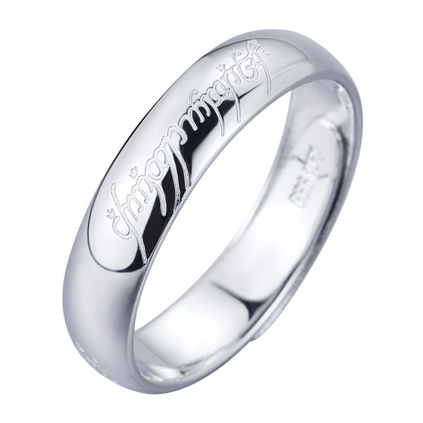 Vīriešu gredzens sudraba krāsā ar uzrakstu