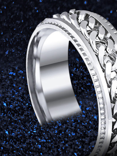 Vīriešu stīpas tipa gredzens - ar dekoratīvu bizi