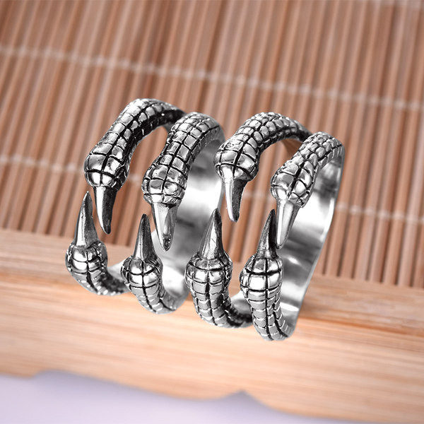 Muški retro prsten sa zmajevom kandžom