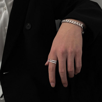 Ανδρικό διπλό δαχτυλίδι σε ασημί χρώμα