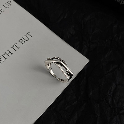 Sidabro spalvos vyriškas dvigubas žiedas