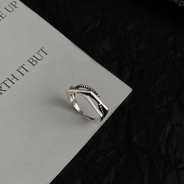 Sidabro spalvos vyriškas dvigubas žiedas