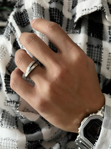 Vīriešu dubultgredzens no titāna tērauda