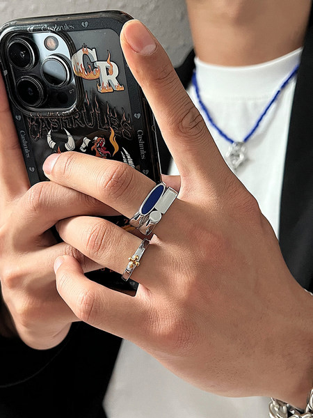 Férfi gyűrű ezüst színben kővel