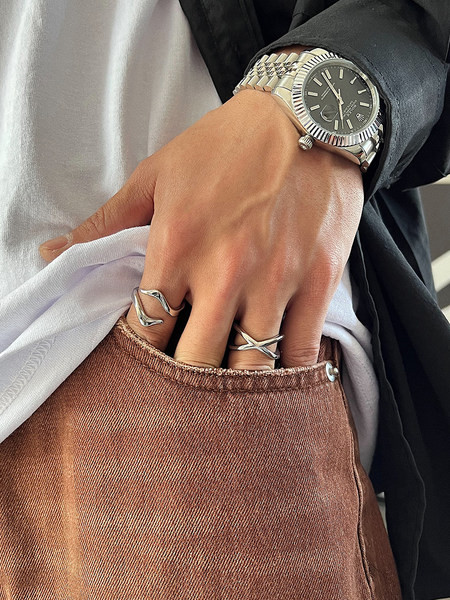 Férfi retro titán acél gyűrű