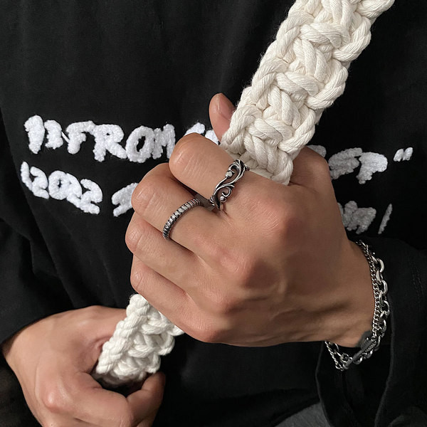 Állítható férfi fonott gyűrű