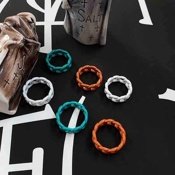 Férfi karika típusú gyűrű - kék, fehér és narancs színben