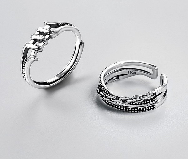 Vīriešu regulējams gredzens sudraba krāsā - vairāki modeļi