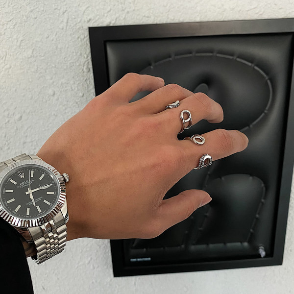 Ανδρικό δαχτυλίδι διπλής σειράς με πέτρες