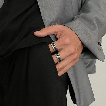 Περιστρεφόμενο δαχτυλίδι σε ασημί και μαύρο χρώμα