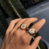 Ανδρικό δαχτυλίδι με φλοράλ μοτίβο από ατσάλι τιτανίου