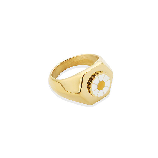 Ανδρικό δαχτυλίδι με φλοράλ μοτίβο από ατσάλι τιτανίου