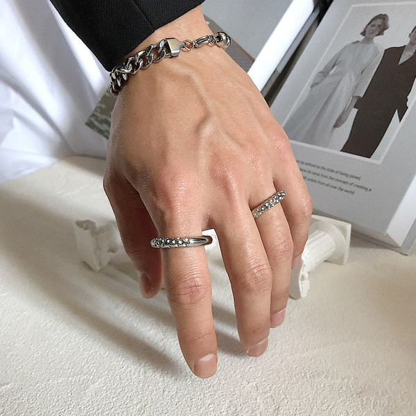 Ανδρικό ασημένιο δαχτυλίδι - ρετρό στυλ