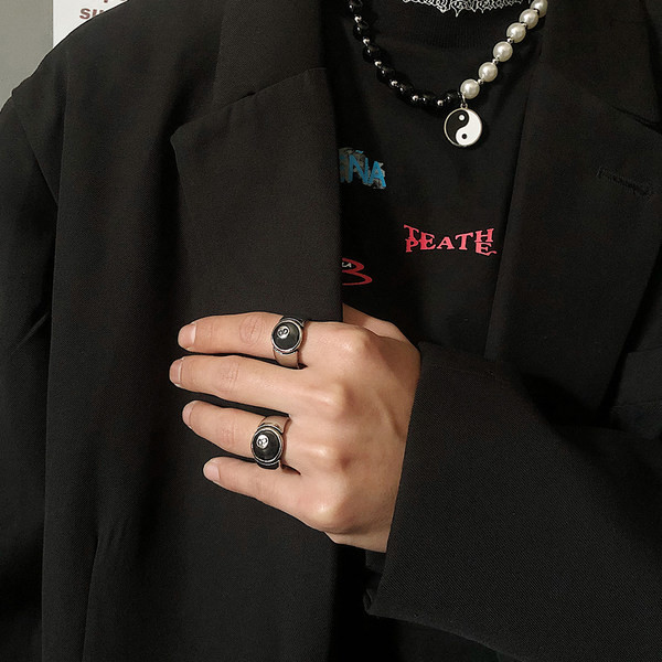 Férfi kerek titán acél gyűrű