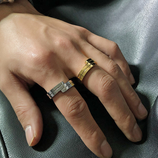 Titāna tērauda vīriešu gredzens