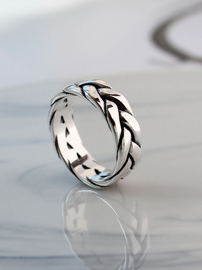 Men`s ring made of titanium steel retro model