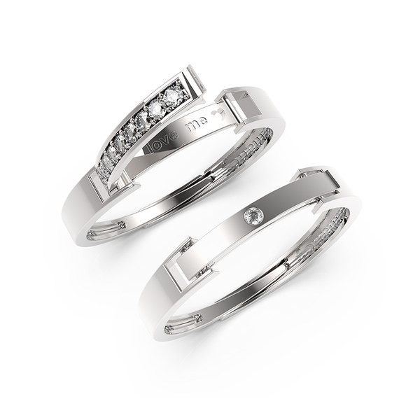 Pāra gredzens no titāna tērauda ar uzrakstu un akmeņiem