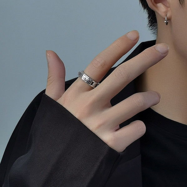 Titán acél férfi gyűrű felirattal