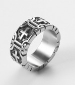 Ανδρικό vintage δαχτυλίδι από ατσάλι με εγχάρακτο σταυρό