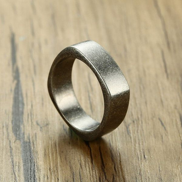 Titāna tērauda kvadrātveida vīriešu gredzens