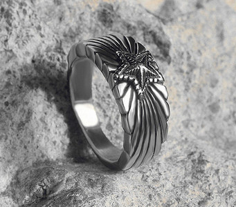Ανδρικό δαχτυλίδι από ατσάλι τιτανίου με διαφορετικό στάμπα