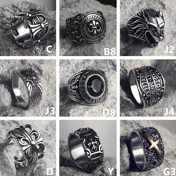 Ανδρικό δαχτυλίδι από ατσάλι τιτανίου με διαφορετικό στάμπα