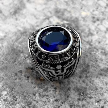 Ανδρικό δαχτυλίδι με χρωματιστή πέτρα
