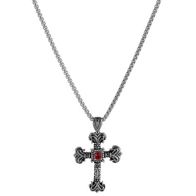 Férfi lánc kereszt medálos retro modellel