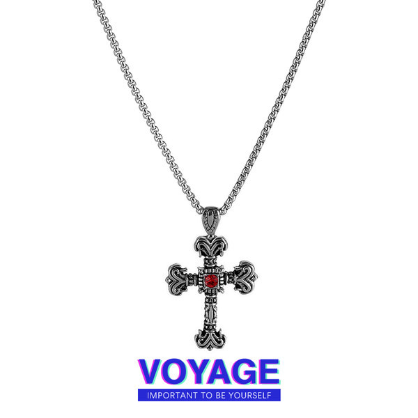 Férfi lánc kereszt medálos retro modellel