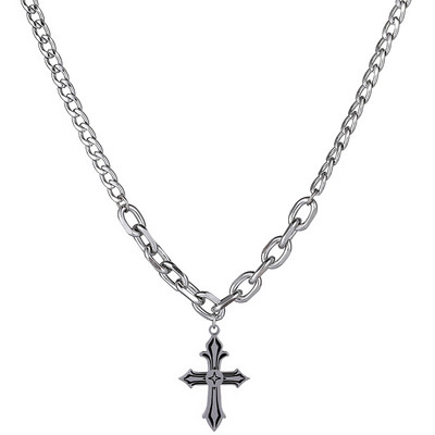 Ανδρική αλυσίδα σε ασημί χρώμα με σταυρό