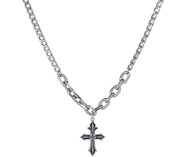Ανδρική αλυσίδα σε ασημί χρώμα με σταυρό