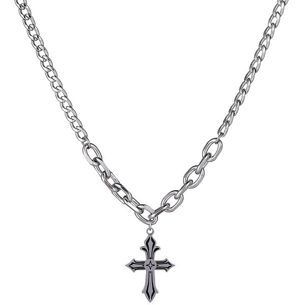 Ανδρική αλυσίδα σε ασημί χρώμα με σταυρό