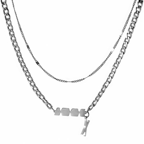 Ανδρική αλυσίδα δύο στρώσεων με μενταγιόν
