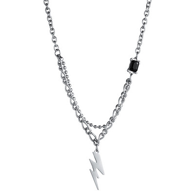 Κομψή ανδρική αλυσίδα με μενταγιόν και διακοσμητική πέτρα