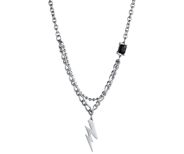 Κομψή ανδρική αλυσίδα με μενταγιόν και διακοσμητική πέτρα