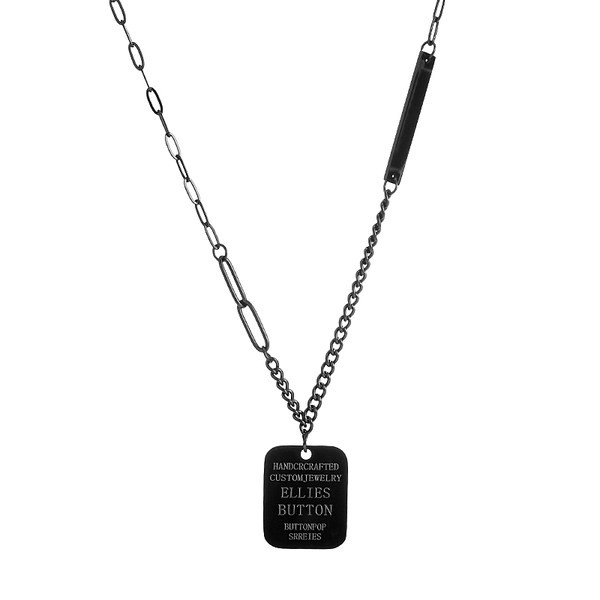 Vīriešu ķēde melnā krāsā ar flīzi