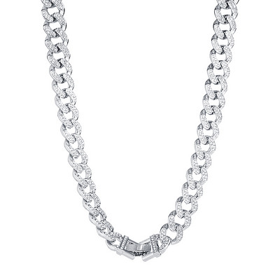 Modern férfi lánc kövekkel ezüst színben